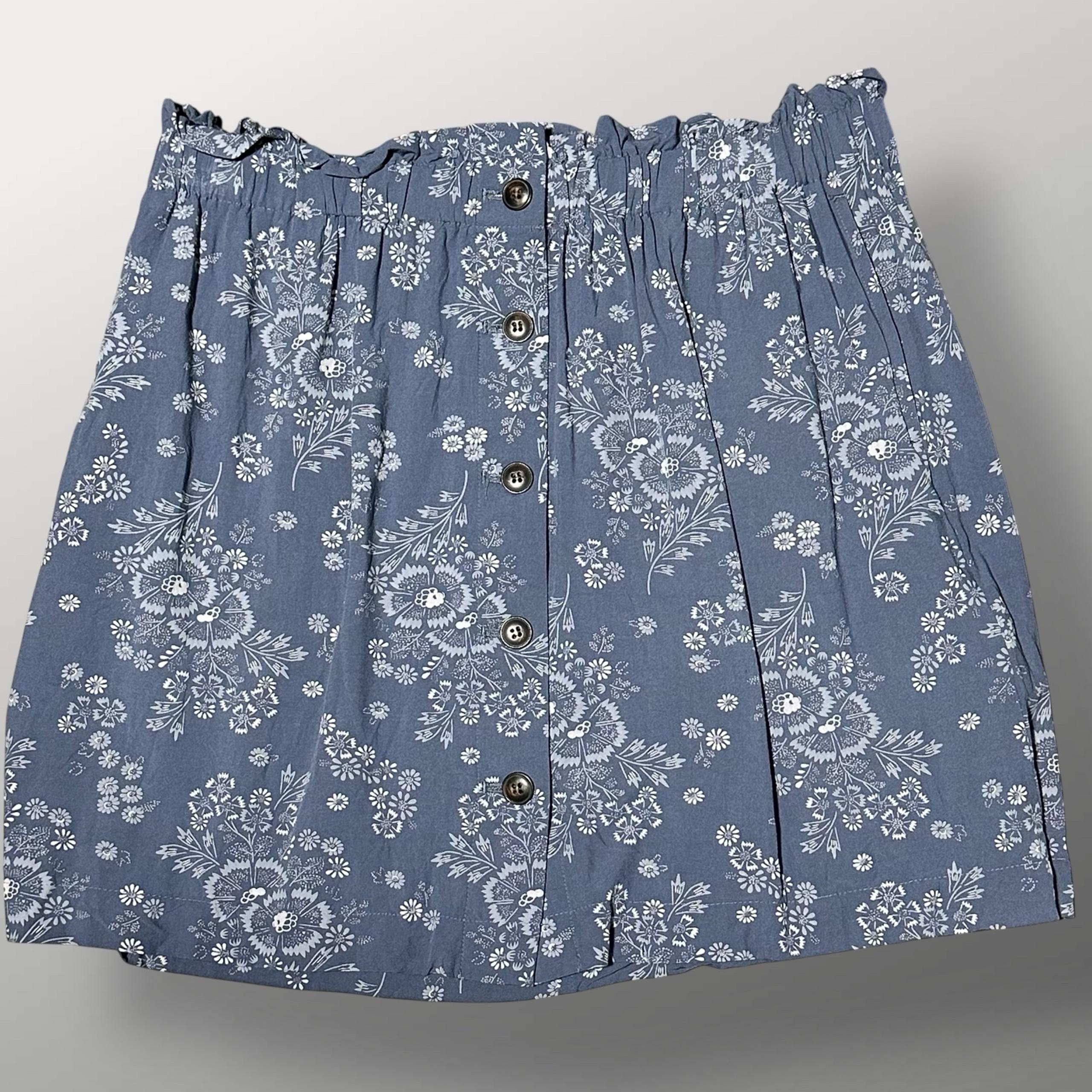 Madewell Blue Floral Mini Skirt Women Sz L Pockets Elastic Waist Lightweight