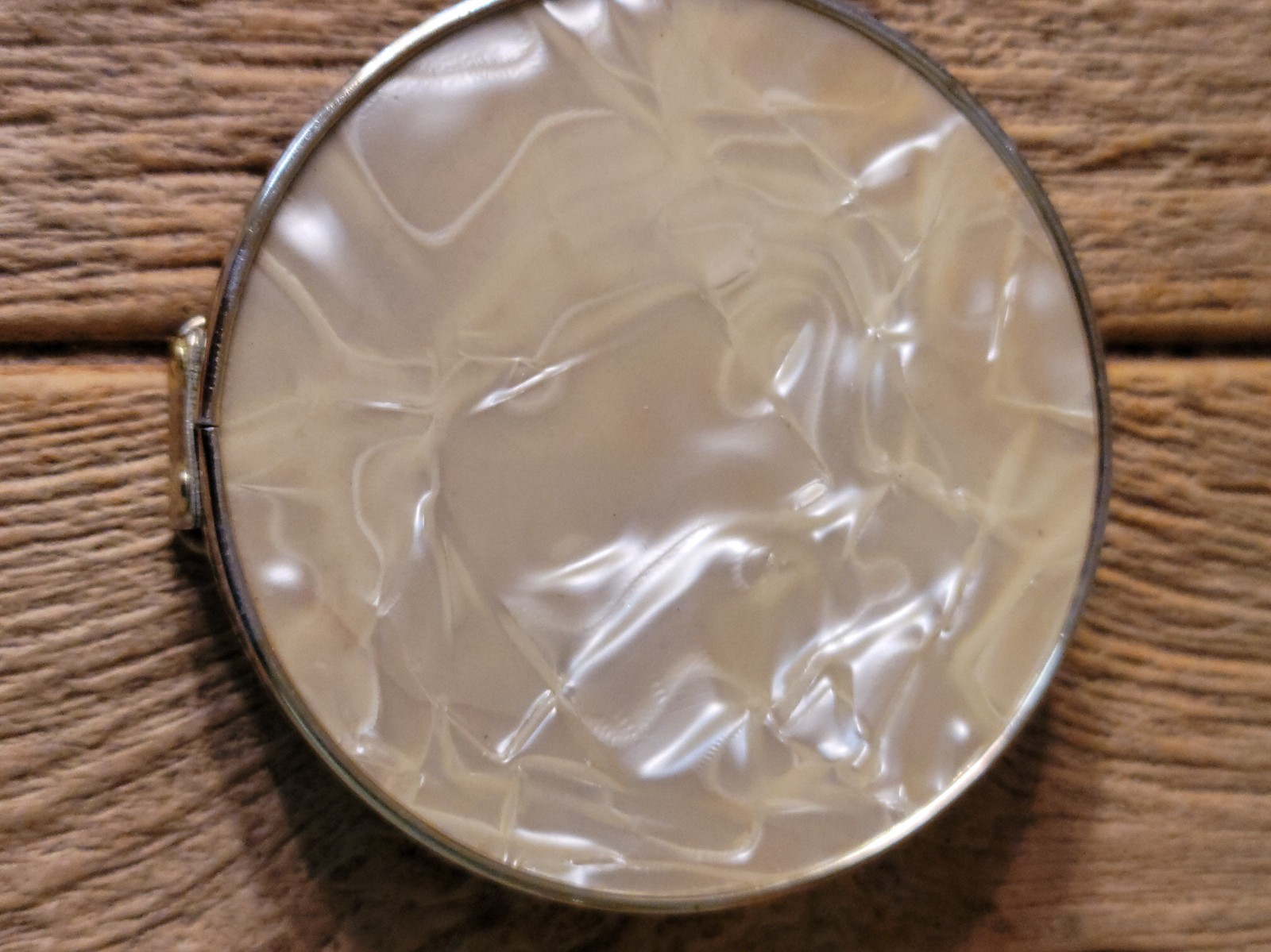 Vintage Mother Of Pearl Compact Makeup Mirror Gold Case W. Rice & Co. Japan