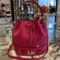 MICHAEL KORS Reed Medium Pebbled Leather Bucket Bag Electric Pink NWT