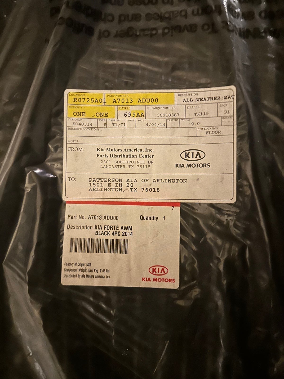 Kia Forte carpet mats set of 4