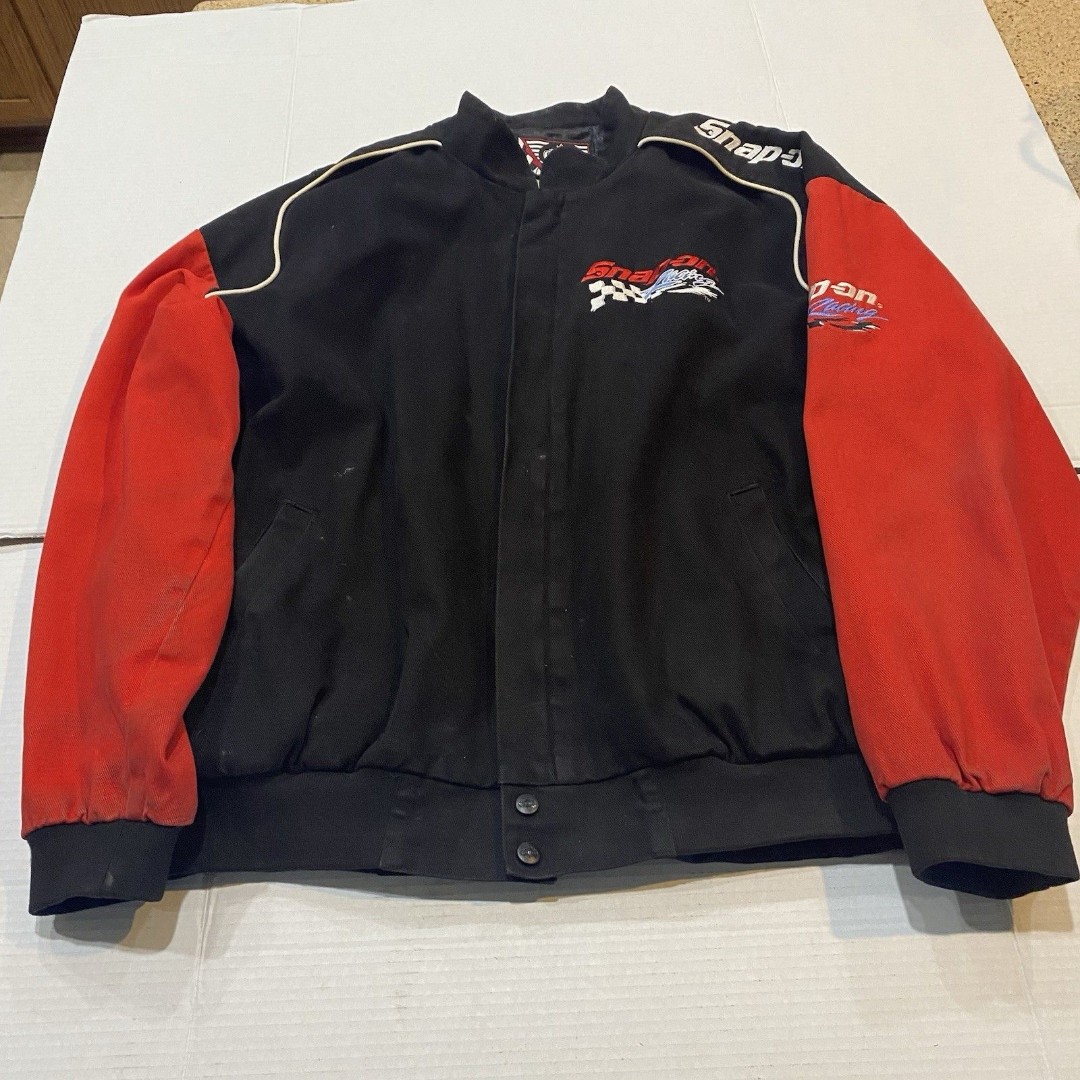Choko Motorsports Snap On Racing Jacket Vintage Size XL Zip Up Coat Black Red