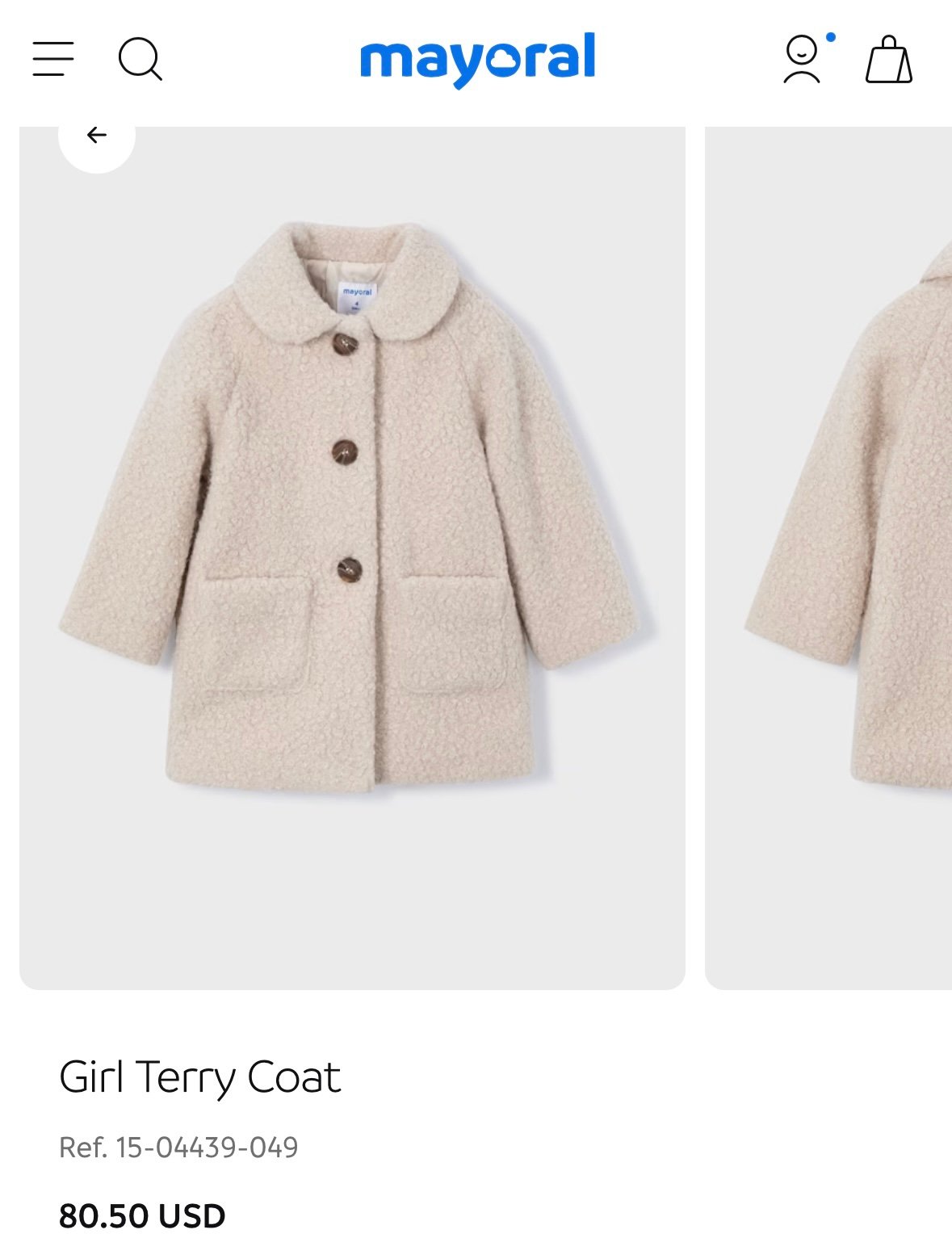 Mayoral Girl Terry Coat