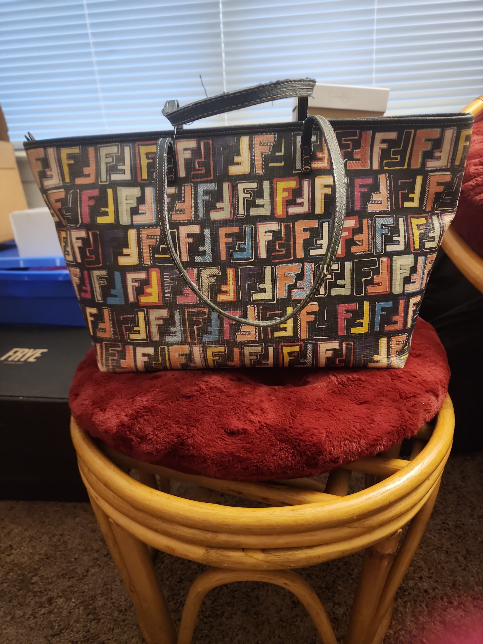 Fendi large zucca tote multi color. AUTHENTIC EUC MINOR WEAR AT CORNERS SEE PICS