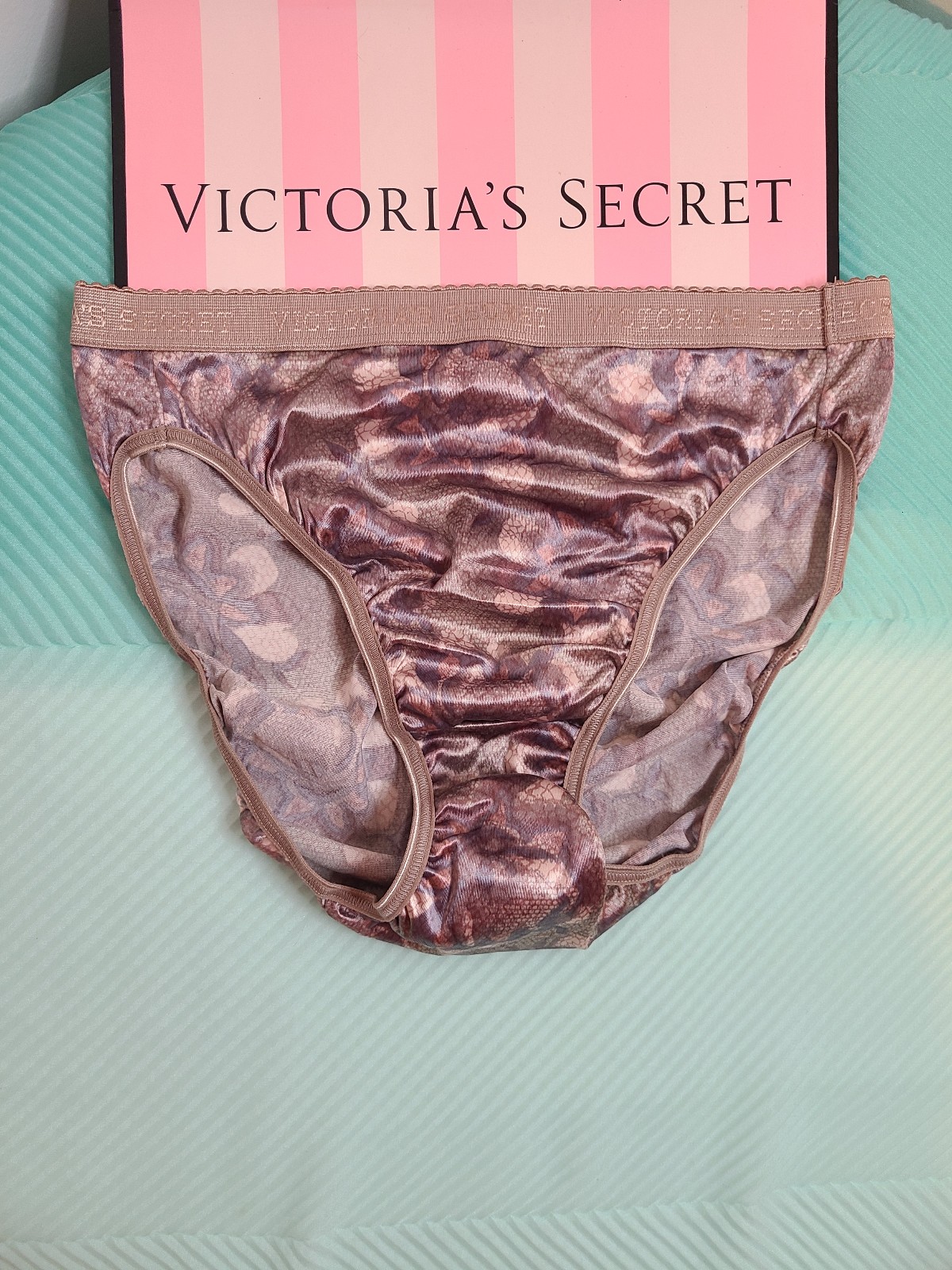 NWT VTG Victoria's Secret Signature Band Second Skin Satin Brief Panty Size M