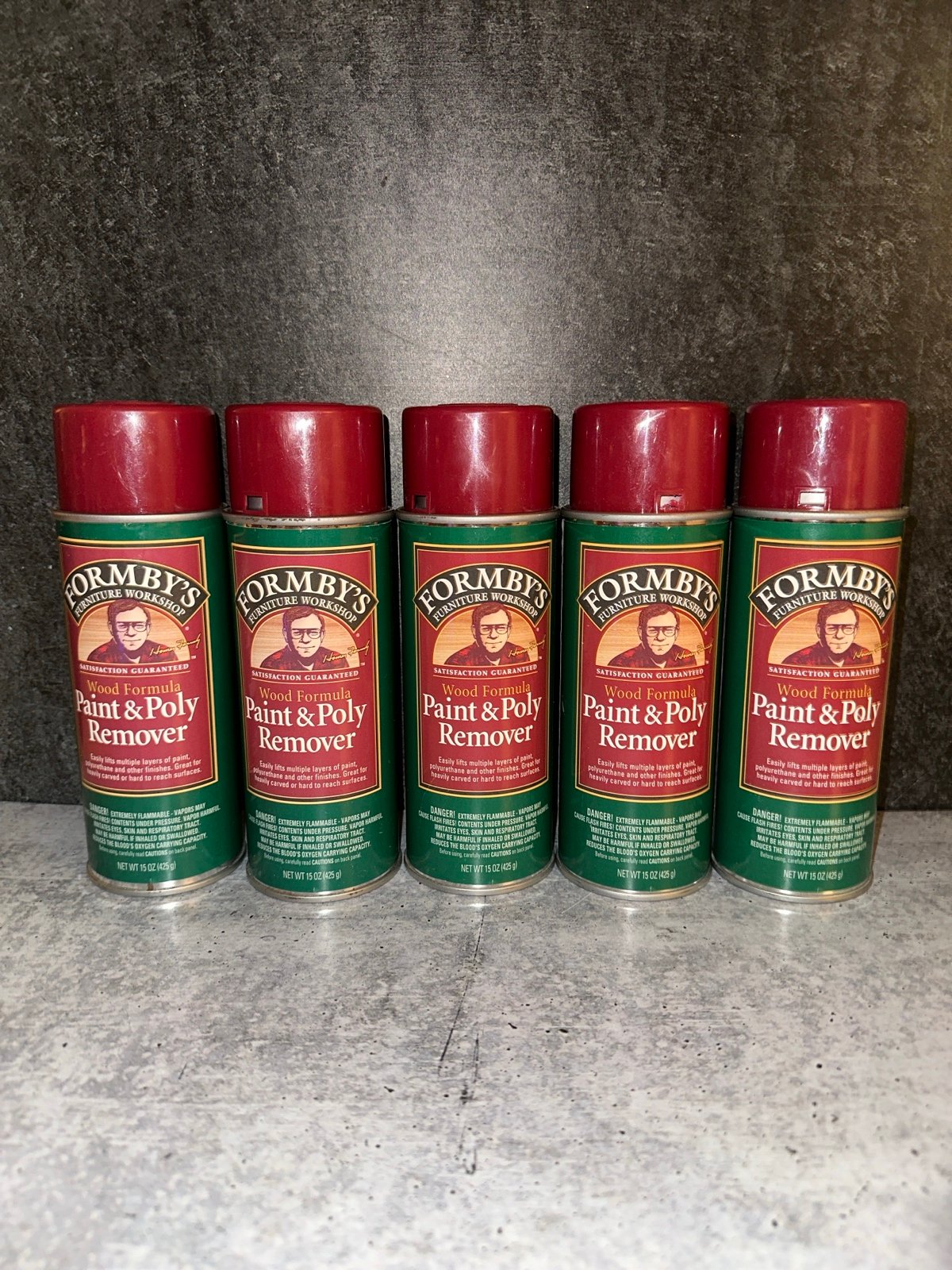 5 Formby’s paint and poly remover wood formula cans