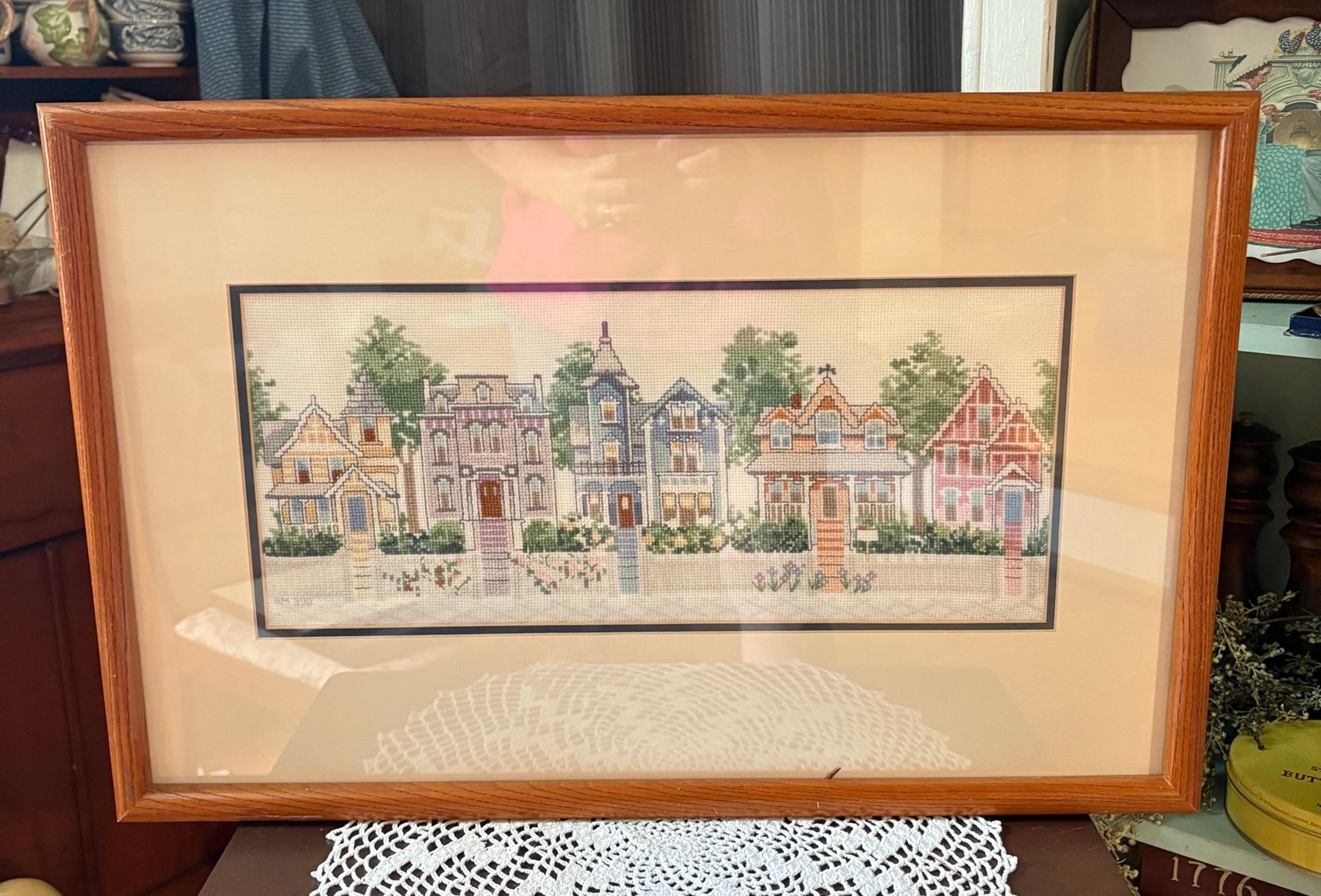 Cross stitch town houses-very large