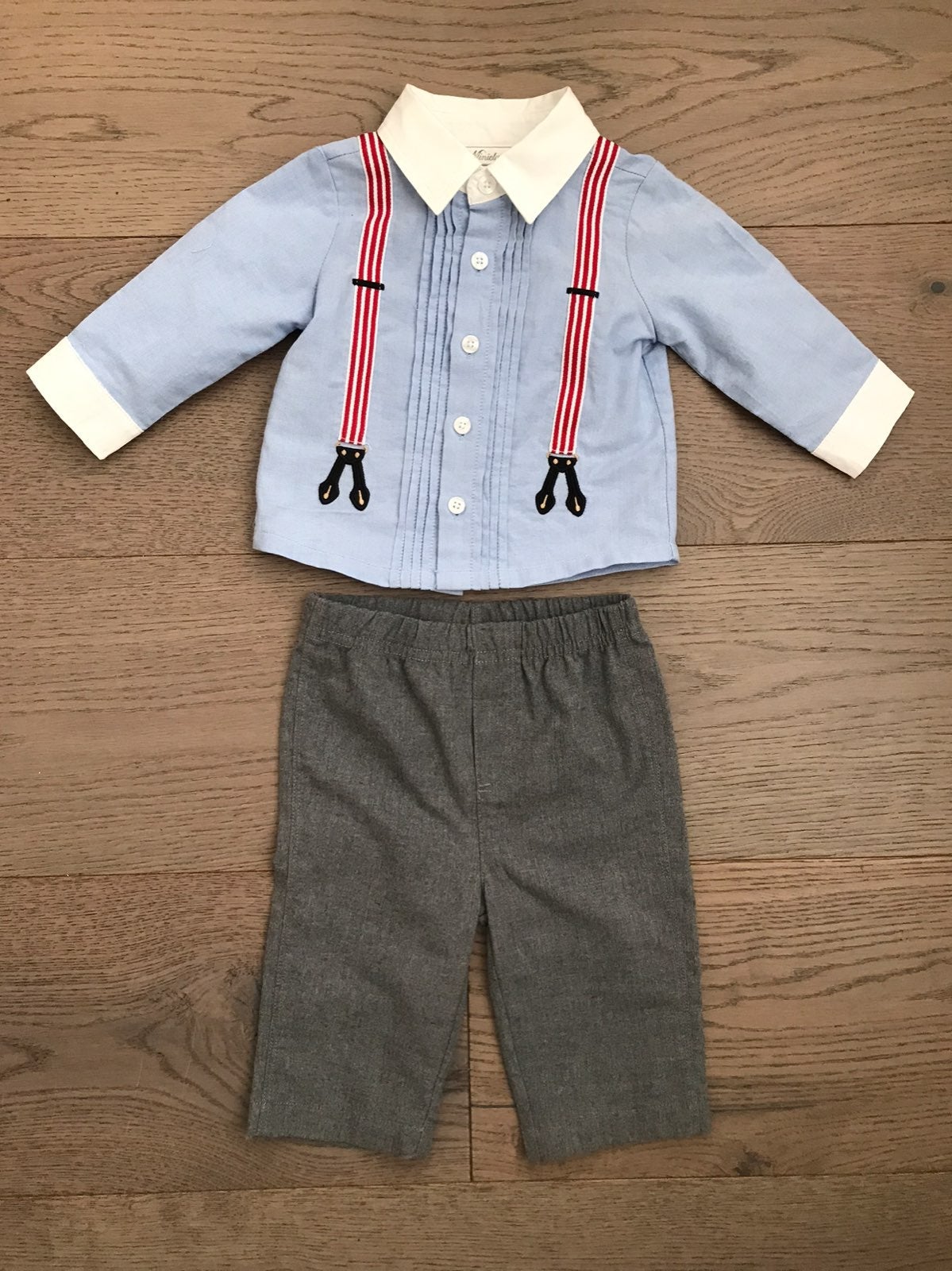 MINICLASIX Suspender shirt and pants