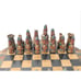 Vintage Chess Set-Incan/Mayan/Aztec vs Conquistadors-Clay & 11” Round Wood Box.