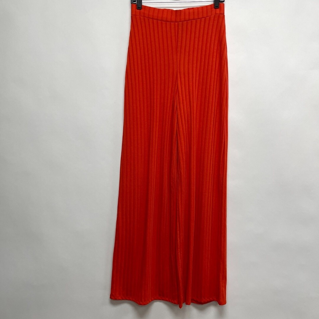 Missguided Women's Pants Size 8 Orange Elastic Waist Wide Leg NWT