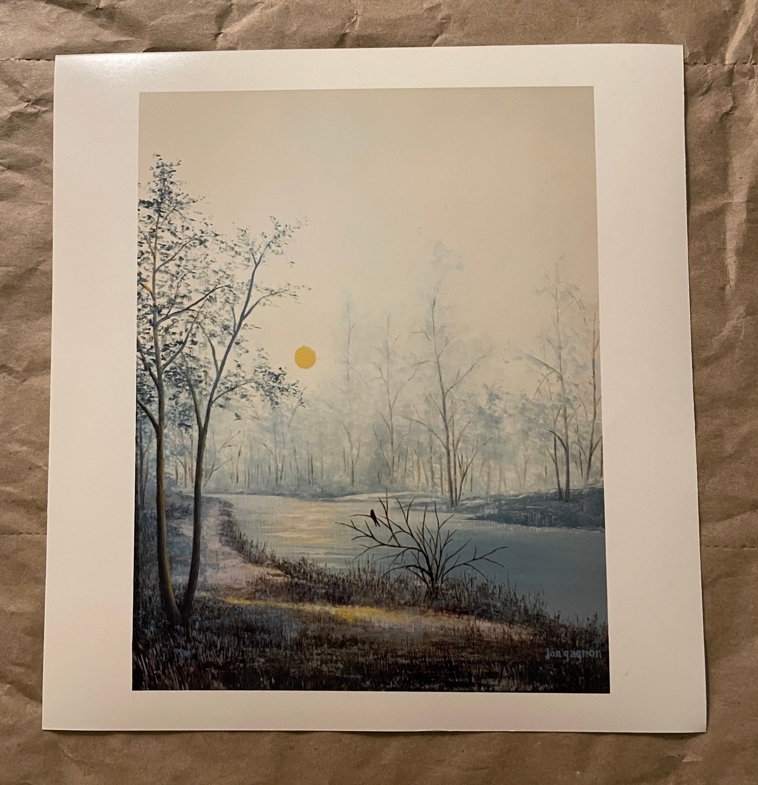 NWT Vintage Morning Mist and Blackbird Art Print