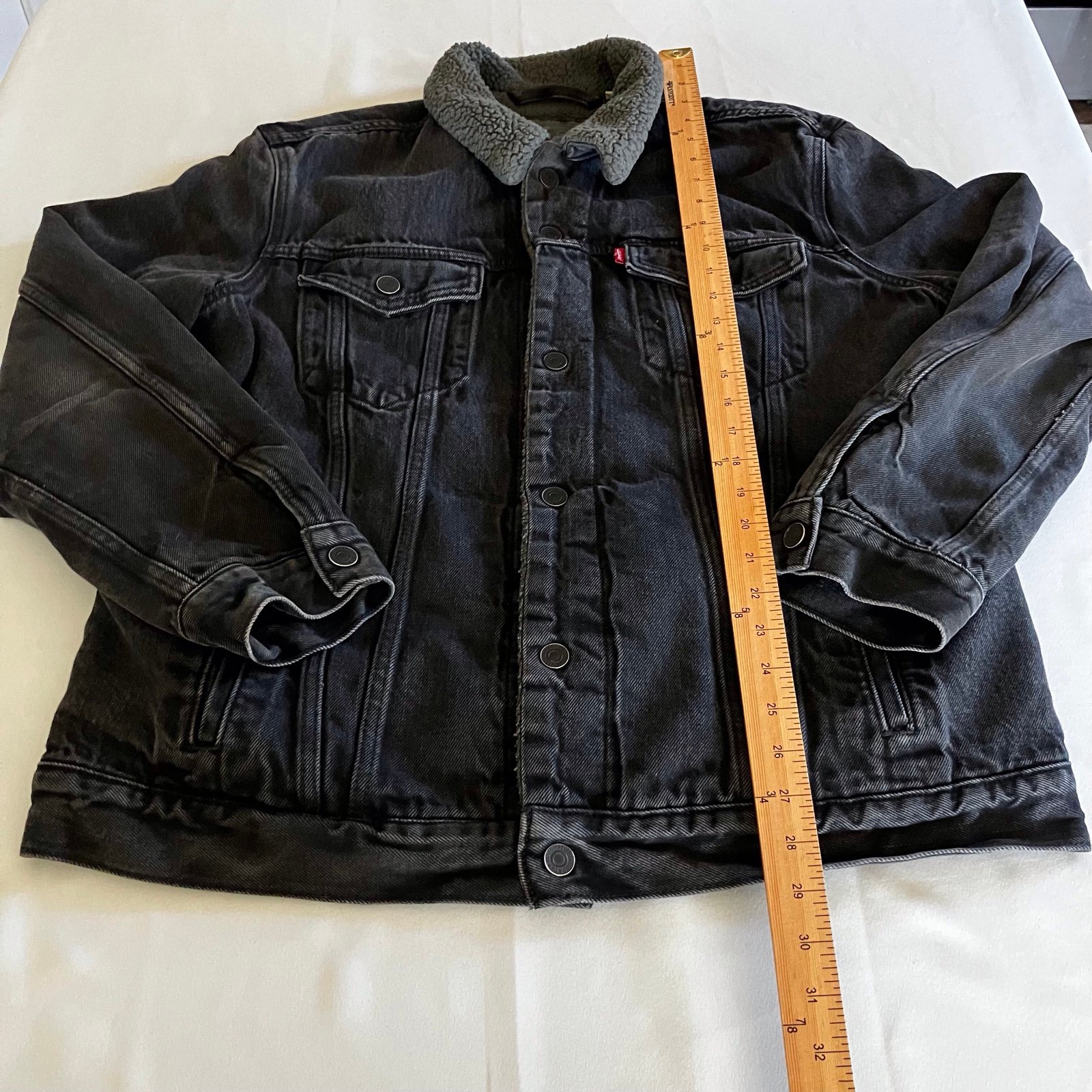 LEVI’S Strauss truckers Jean jacket BLK Sherpa lined men SZ XL rare vintage