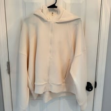 CALIA Women's Soft Scuba Light Cream Full-Zip Hoodie Jacket Size XL