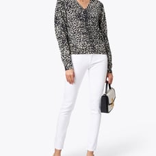 BROCHU WALKER 100% CASHMERE MONI VEE KHALIA LEOPARD PRINT SWEATER SIZE SMALL