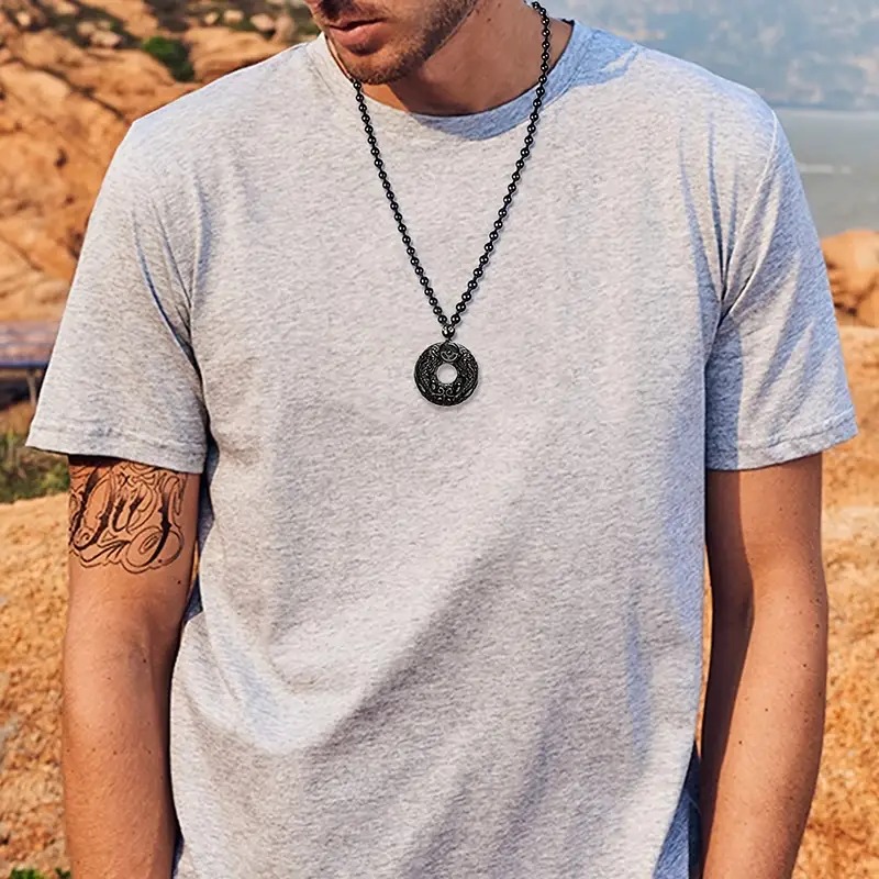 1PC Natural Obsidian necklace Lucky amulet protection jade pendant necklace