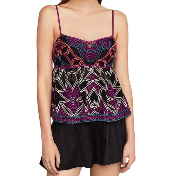 BCBG MAXAZRIA Embroidered Empire Waist Camisole Top size Small