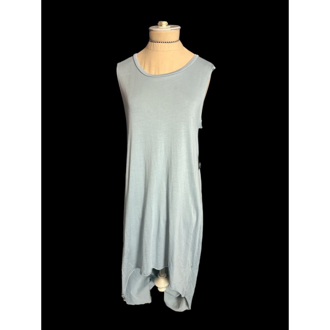 NWT Michael Lauren Crew-neck T-Shirt Sleeveless Hi-Lo Maxi Dress Blue Medium