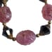 Antique Carved Strawberry Quartz Black Bi-Cone Brass Bead & Hook Clasp Necklace