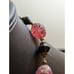 Antique Carved Strawberry Quartz Black Bi-Cone Brass Bead & Hook Clasp Necklace