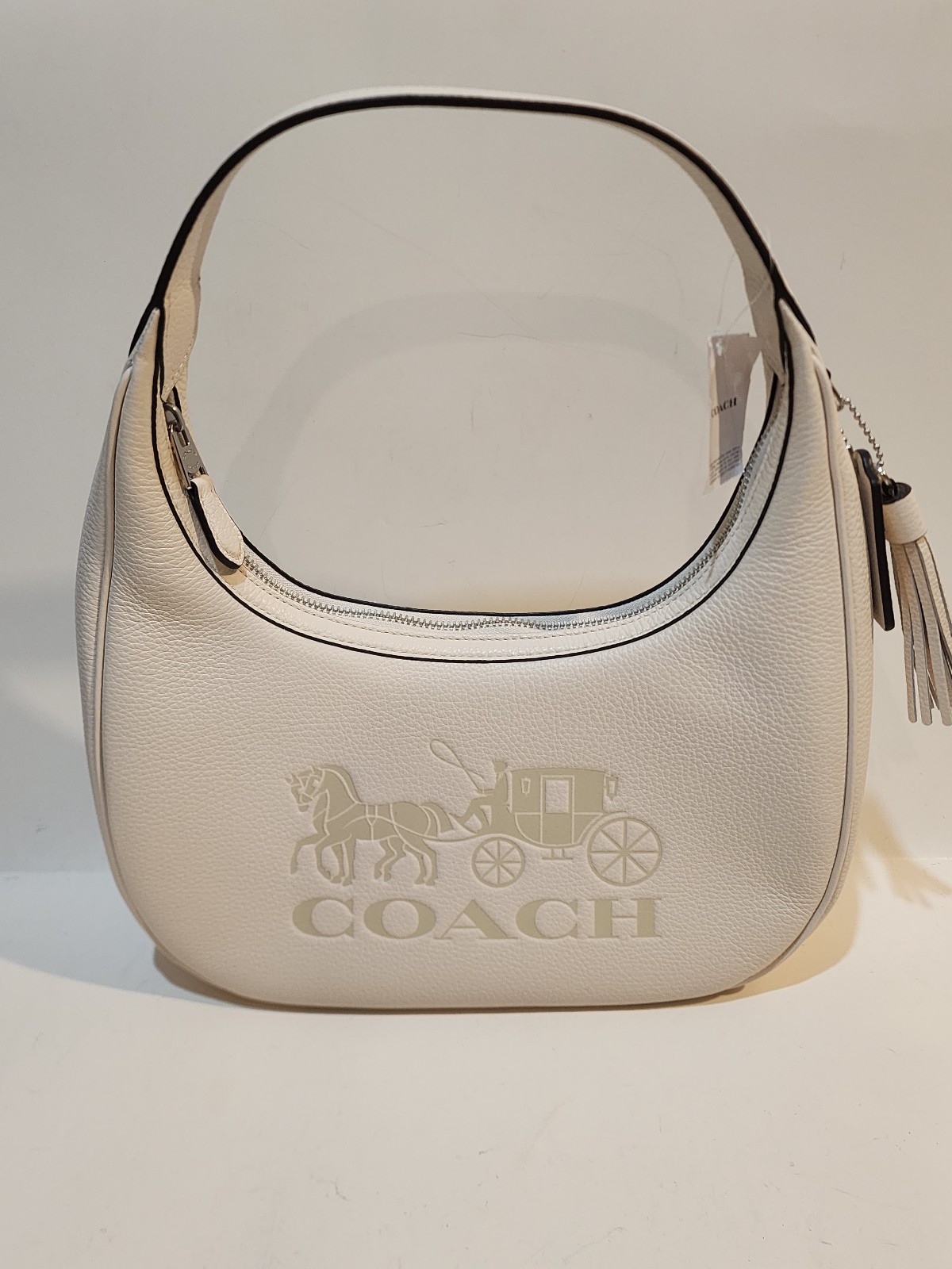 Coach CR151 Carmen Shoulder Bag pebbled leather/Silver/Chalk
