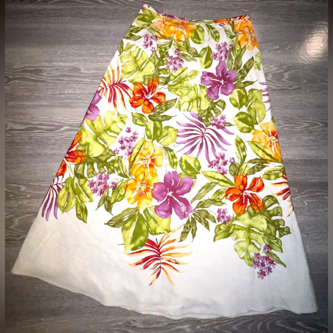 NWOT Talbots Silk & Linen Silk Linen A-line Midi Skirt Sz 6 in Natural color