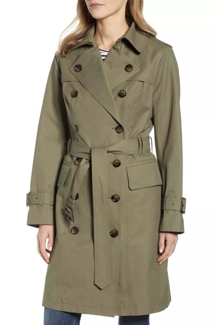 London Fog Heritage Caroline Trench Coat .Army Green Women Rain Jacket Small