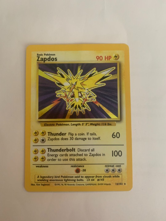 Zapdos 16/102 Holographic Pokemon Card