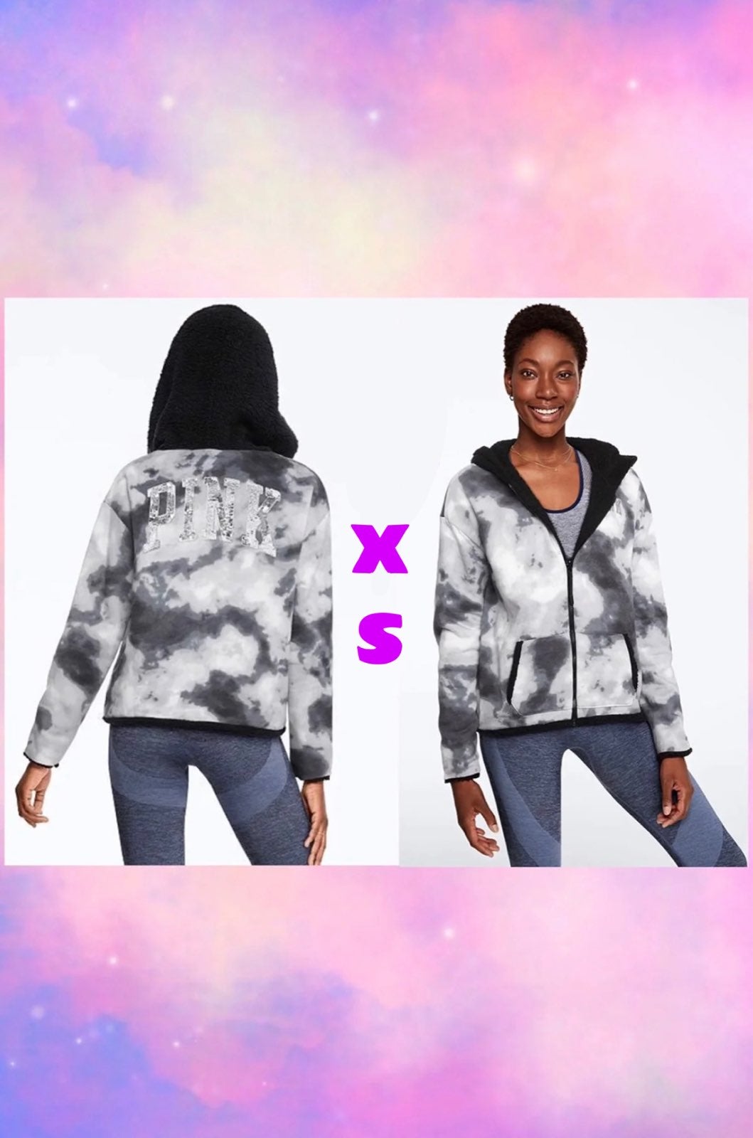 VS PINK Victoria's Secret PINK Reversible SHERPA LINED BLING BNWT