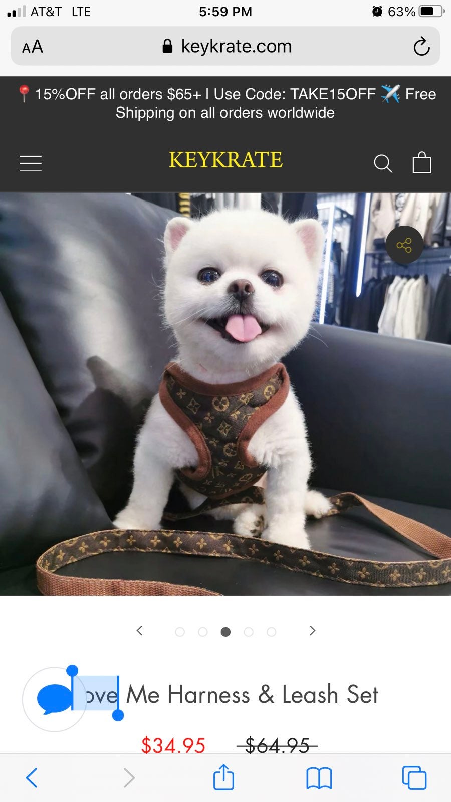 Love me harness and leash size Medium