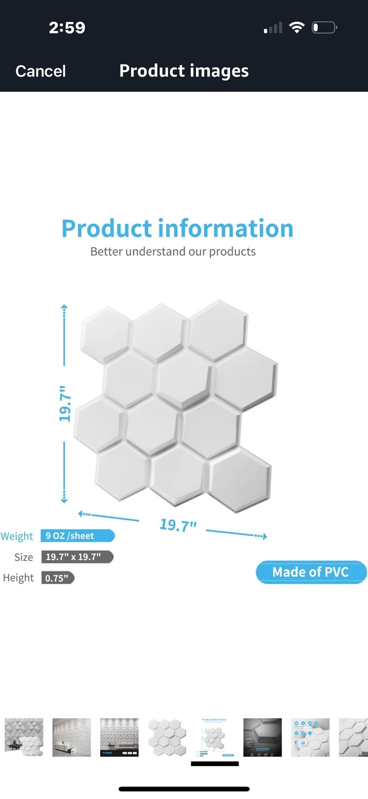 Art3d Textures 3D Wall Panels White Hexagon Design Pack of 12 Tiles