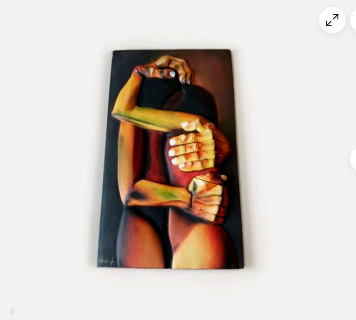 Tile Sculpture Ceramic Pottery Los Amantes Oswaldo Guayasamin Ecuador 3D Modern