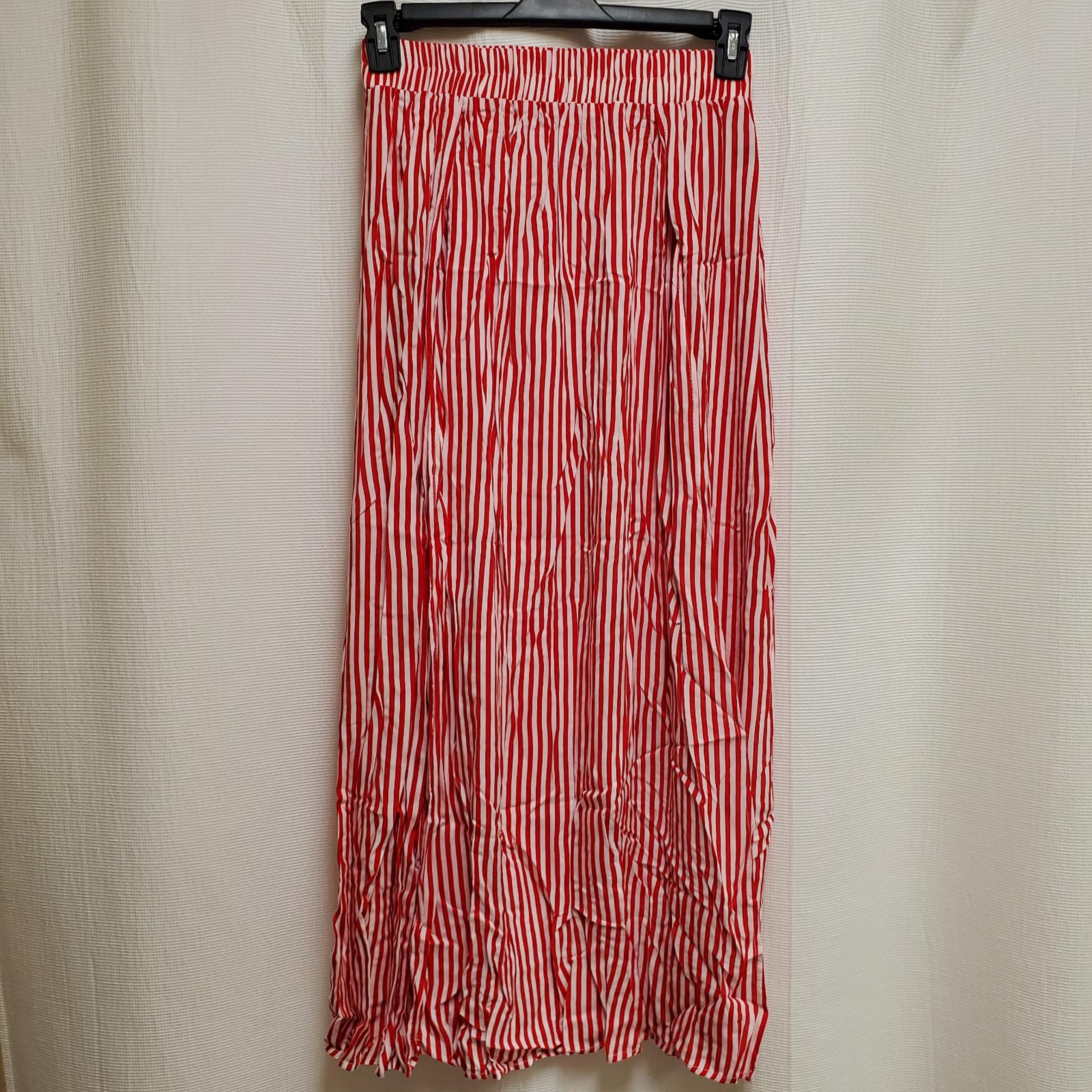 Shein Long red and white Striped skirt Size Large