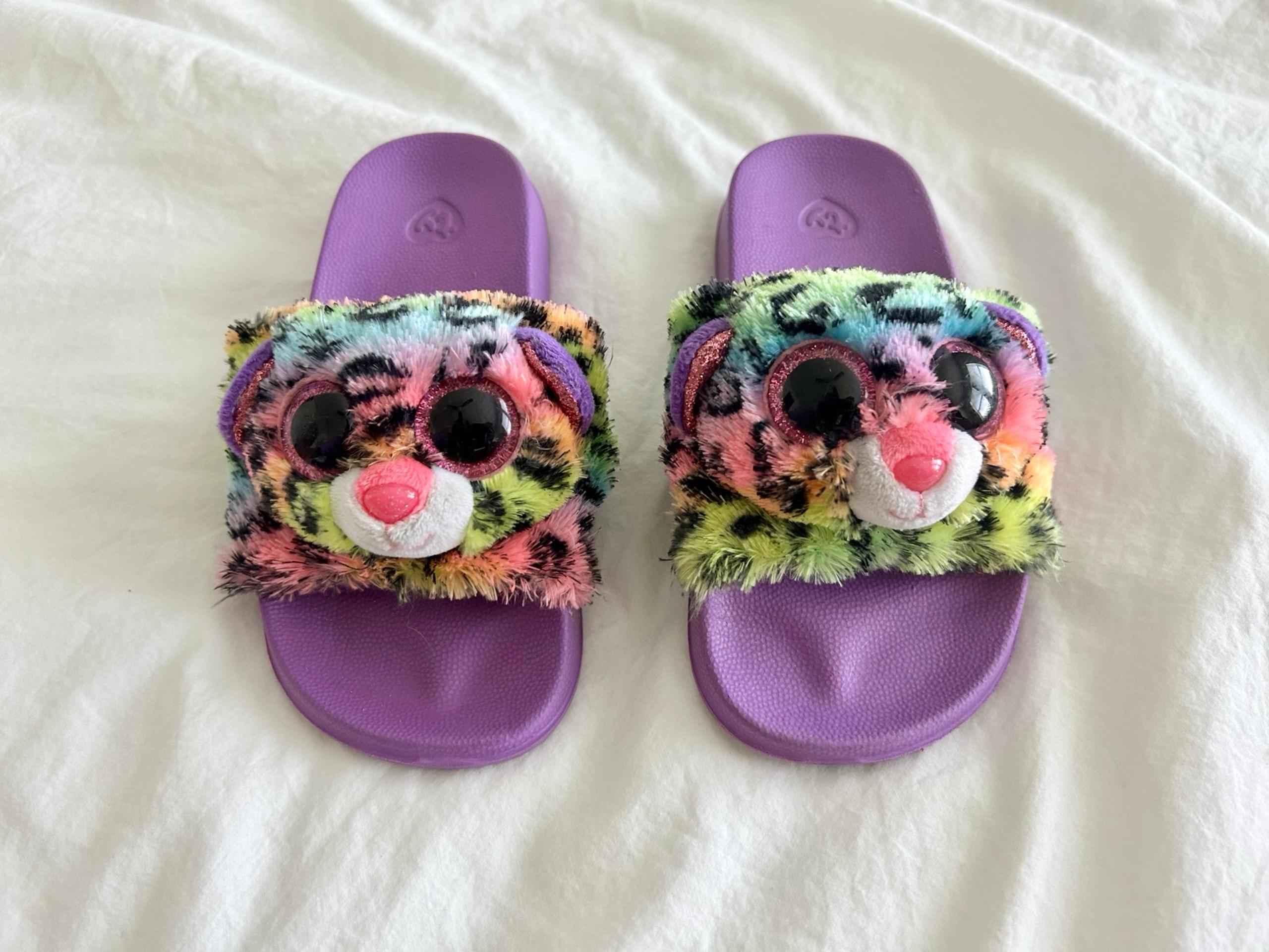 TY Plush Rainbow Leopard Slides