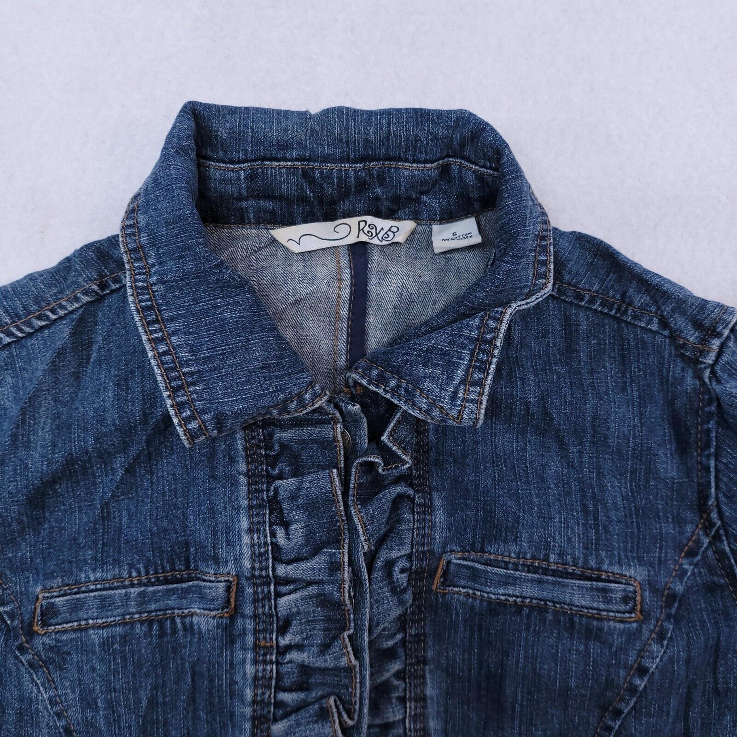 RXB Zip Up Casual Long Sleeve Jean Jacket Womens Size Small S Blue