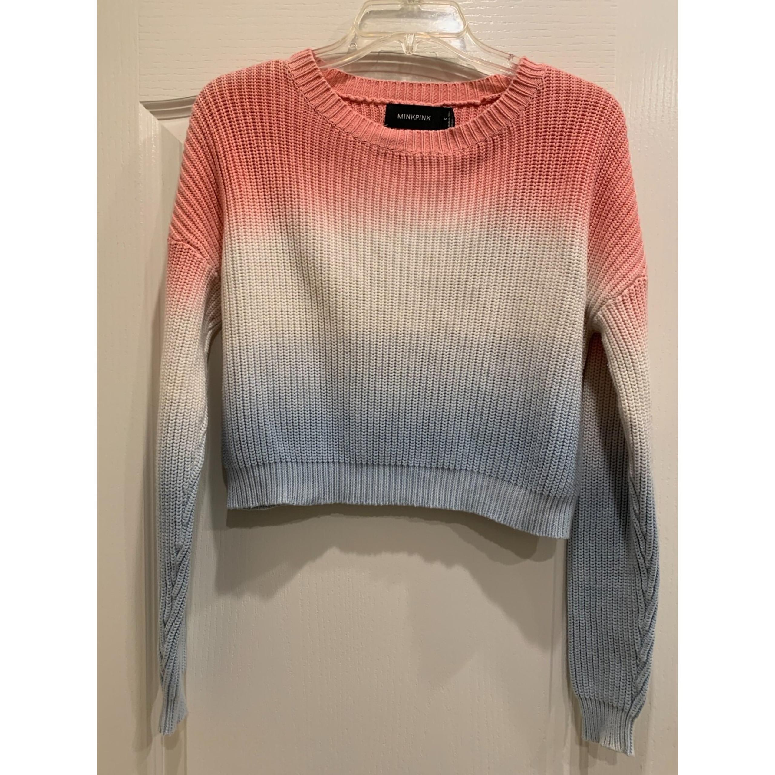 MinkPink Cropped Sweater Sz S Excellent Condition Pink White and blue