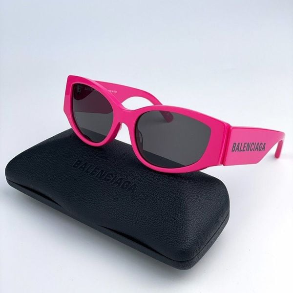 NEW Balenciaga BB0258S 004 Pink Fuchsia Grey Oval Women Sunglasses