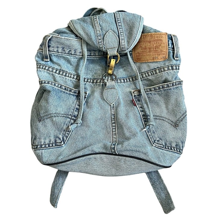 Vintage Levi’s 560 Convertible Sling Backpack Blue Denim Jean Bag Sack 12x12x7