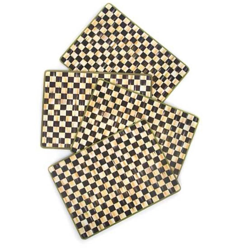 MacKenzie-Childs Courtly Check Placemats, Cork Back Set Of 4. BNIB