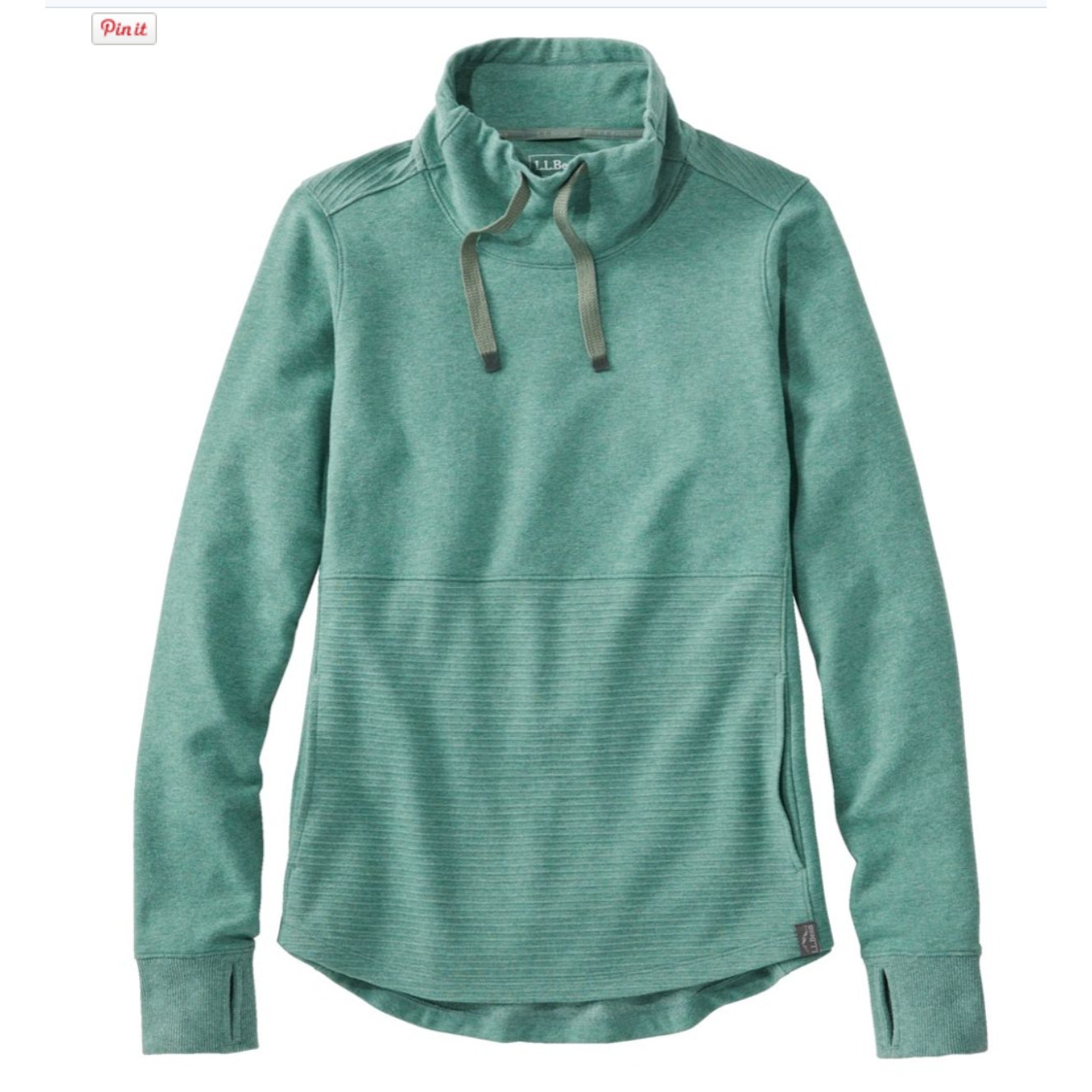 L.L.Bean Women's Cozy Mixed-Knit Pullover in Teal Sea Green Heather // XL