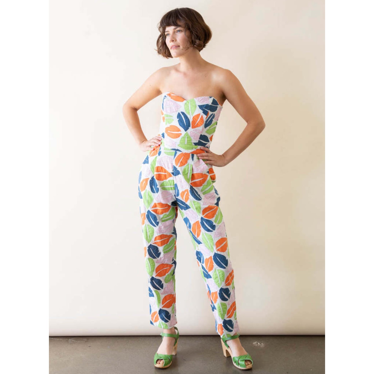 The Odells Ellie Multi-Color Leaf Print Bustier Jumpsuit 2