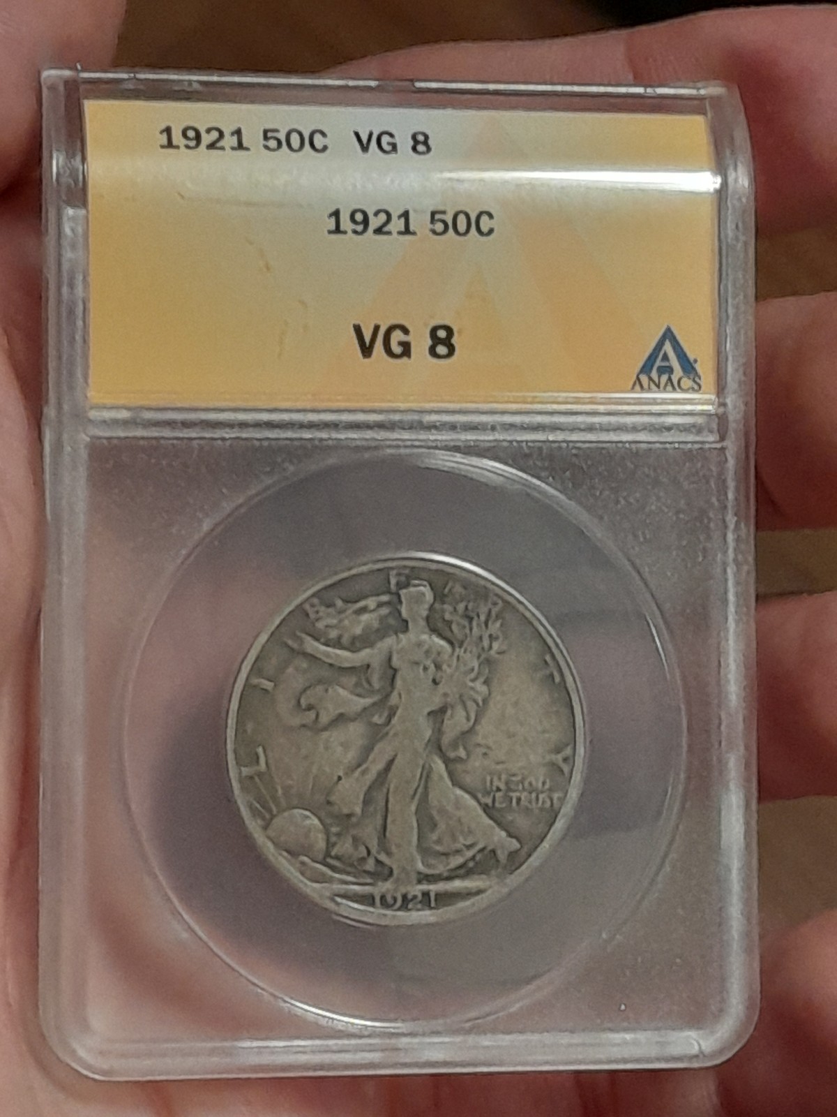 1921-P Walking Liberty Half Dollar VG8 ANACS