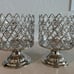 Bath & Body Works Silver Metal Gem Pedestal 3-Wick Candle Holder Set of 2