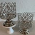 Bath & Body Works Silver Metal Gem Pedestal 3-Wick Candle Holder Set of 2