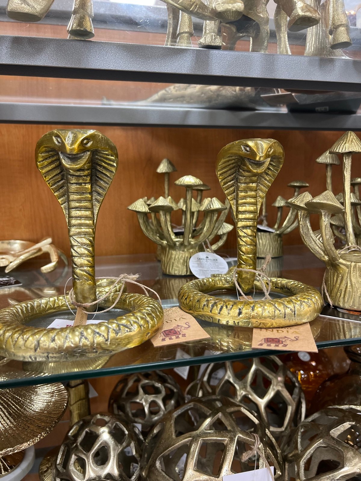 Halloween Spooky Snake Metal Candle Taper Holder Set of 2