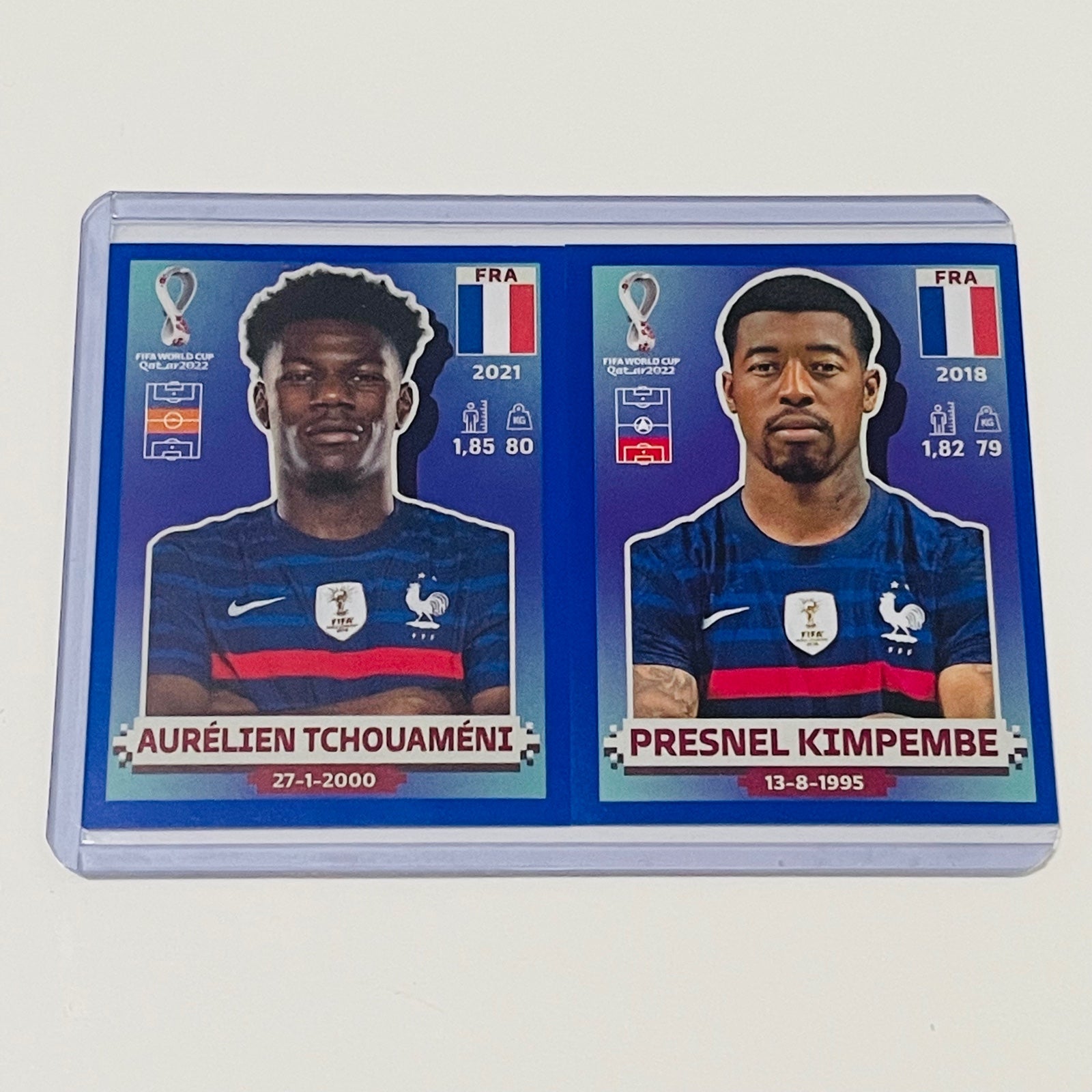 2022 FIFA World Cup Qatar Sticker Tchouaméni & Kimpembe BLUE Rare France.