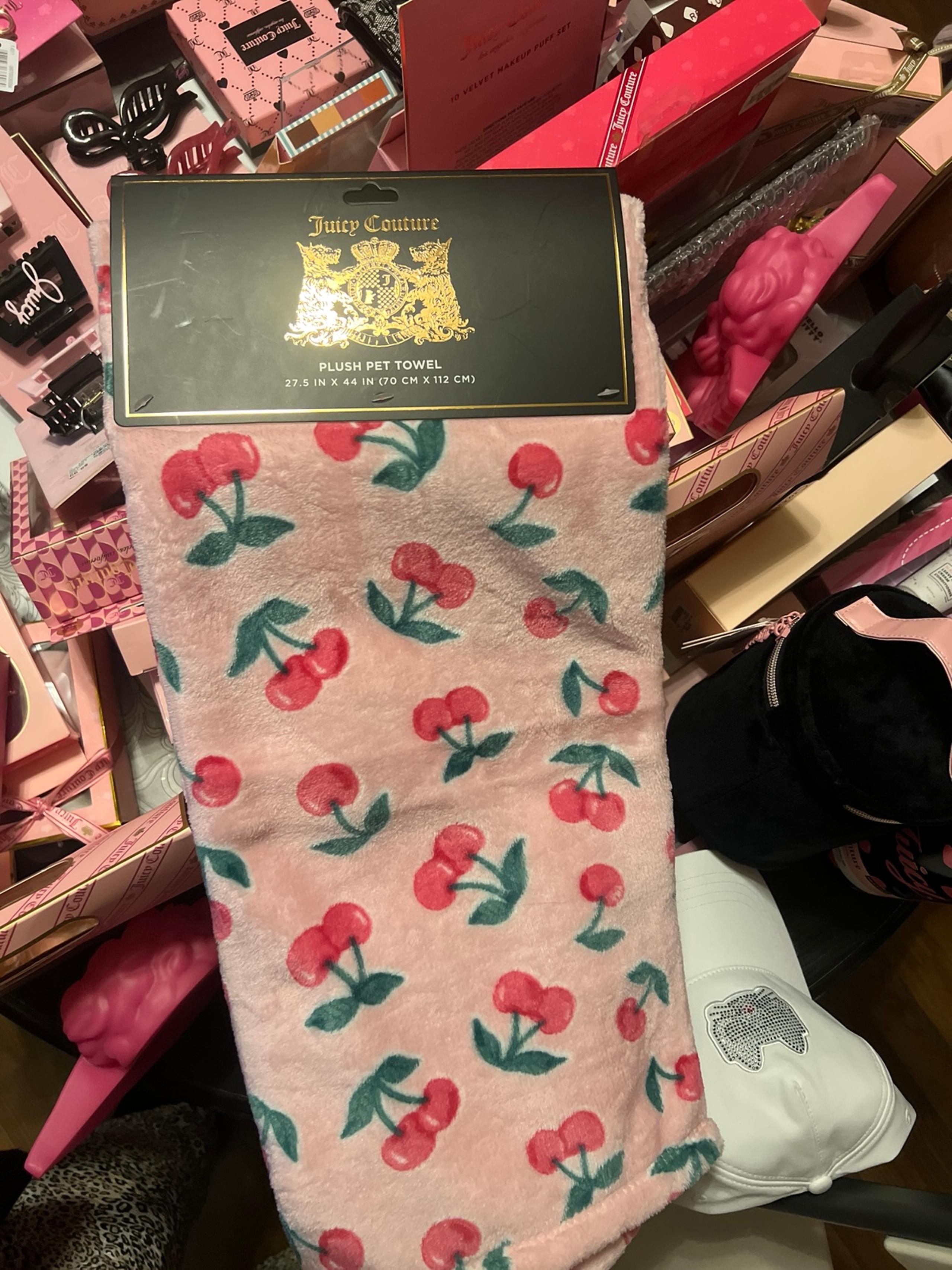 New! Juicy Couture Baby Pink Cherries Microfiber Pet Towel