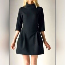 Cop. Copine Kardinal Robe Scuba Dress Black Neoprene A-Line Taille 36 Women's S