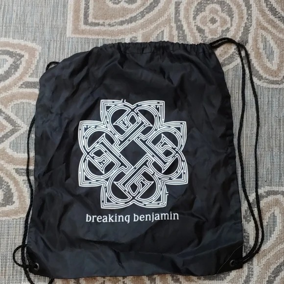 Breaking Benjamin black drawstring bag