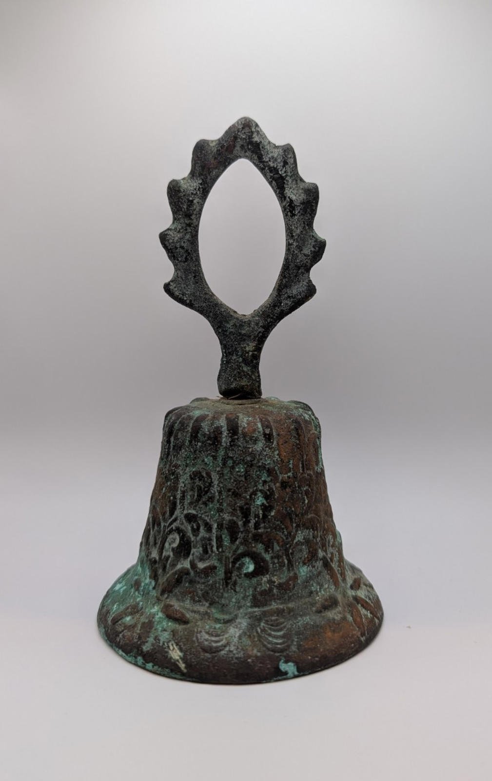 Antique Bronze Hand Bell with Patina 6