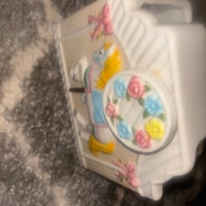 Vintage LBK nursery ceramic musical planter carousel horse