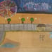 Fireworks on the Beach original canvas painting 16 x20 C.Grubb mixed media